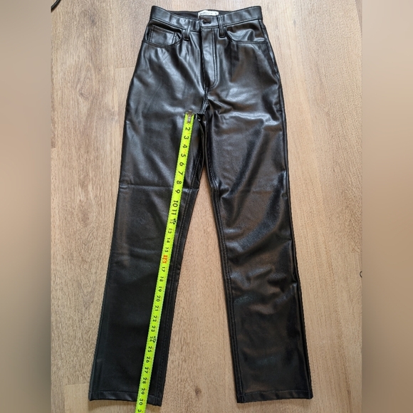 Abercrombie & Fitch Black Dress Pants Sleek Faux Leather - Picture 2 of 5